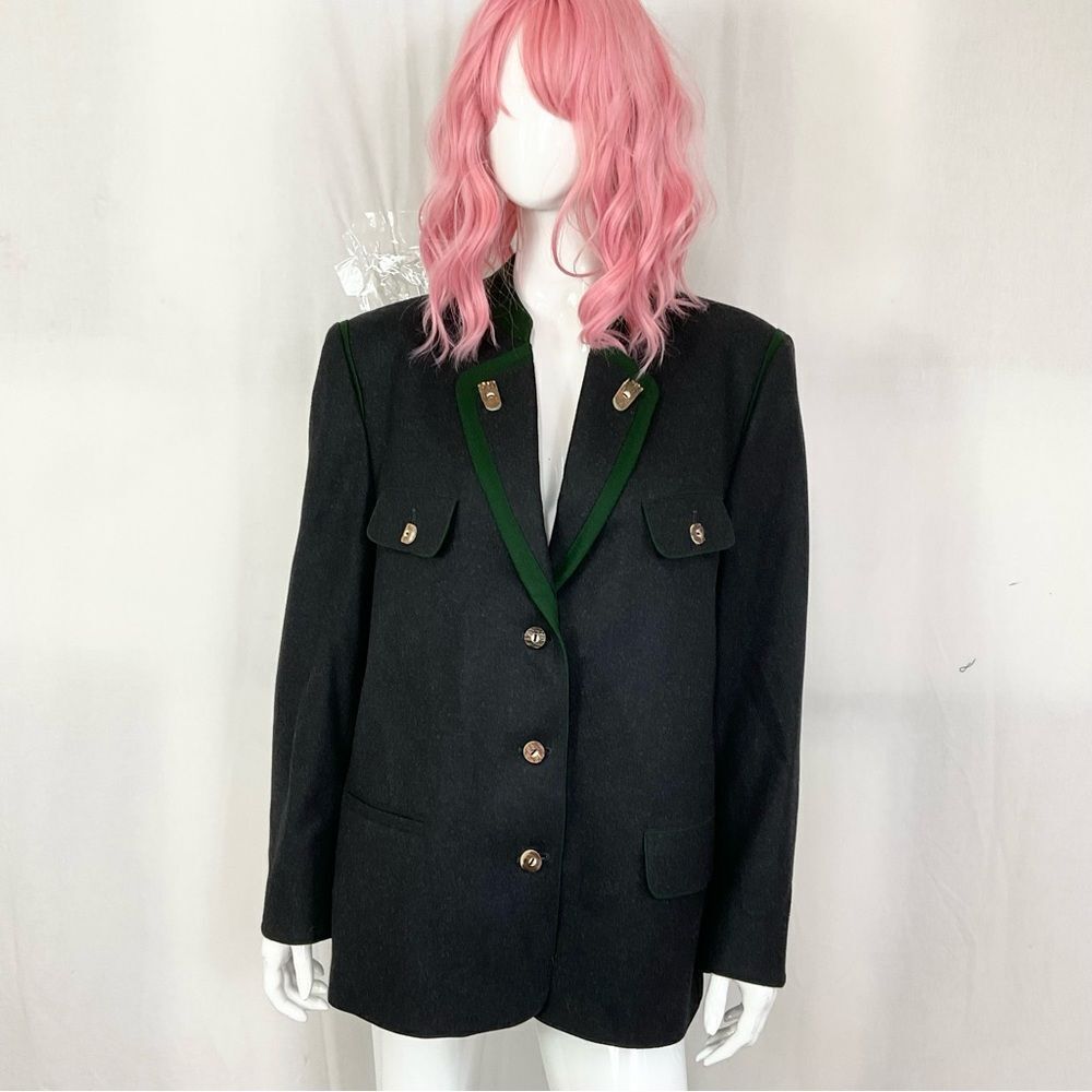 Vintage 60’s Josef Leichtfried Original Loden Wool Blazer Jacket Gray Green L - Picture 2 of 9